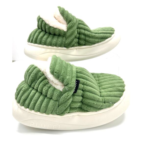 Pluffi Puffy Green Bootie Slippers EU 34-35 US Big Kid 3-4 Cozy Plush Soft - Picture 2 of 5